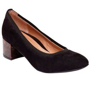 Vionic Olympia Natalie Tortoise Block Heels - Black Upper Suede - Size 8.5